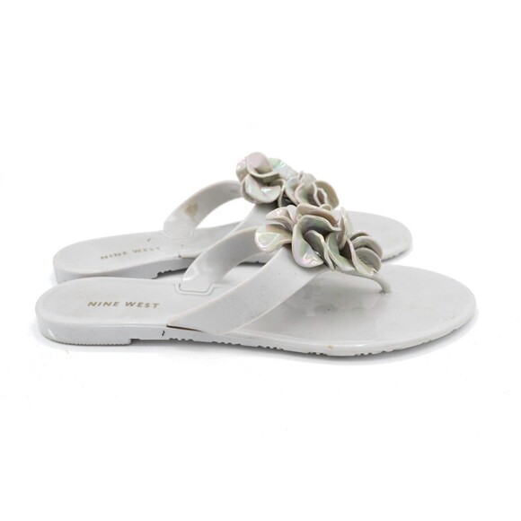 Grey Nine West Flower Flip Flops Size 7 - Picture 6 of 8